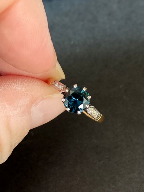 ART DECO 18CT SAPPHIRE AND DIAMOND RING - ADDITIONAL PHOTO 6