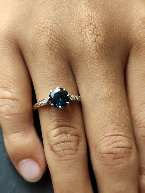 ART DECO 18CT SAPPHIRE AND DIAMOND RING - ADDITIONAL PHOTO 8