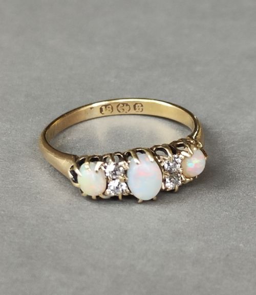 LOVELY VICTORIAN 18CT GOLD OPAL AND DIAMOND RING - ADDITIONAL PHOTO 7