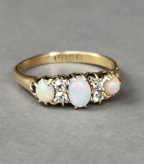 LOVELY VICTORIAN 18CT GOLD OPAL AND DIAMOND RING - ADDITIONAL PHOTO 8