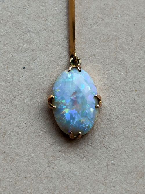 EDWARDIAN 9CT GOLD OPAL DROP PENDANT NECKLACE - ADDITIONAL PHOTO 1
