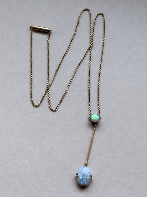 EDWARDIAN 9CT GOLD OPAL DROP PENDANT NECKLACE - ADDITIONAL PHOTO 3