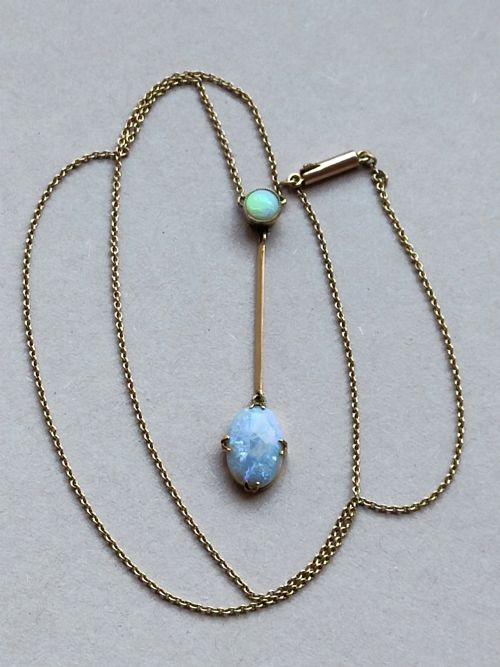 EDWARDIAN 9CT GOLD OPAL DROP PENDANT NECKLACE - ADDITIONAL PHOTO 4