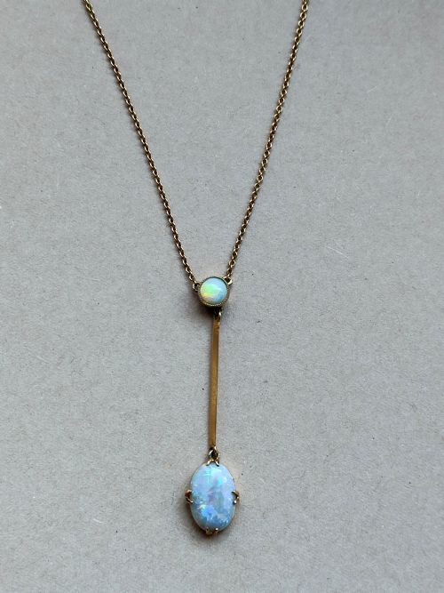 EDWARDIAN 9CT GOLD OPAL DROP PENDANT NECKLACE - ADDITIONAL PHOTO 8
