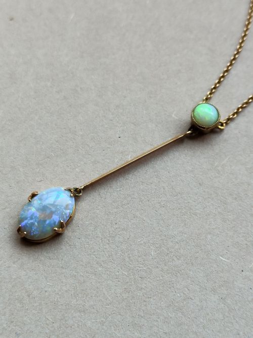 EDWARDIAN 9CT GOLD OPAL DROP PENDANT NECKLACE - ADDITIONAL PHOTO 9