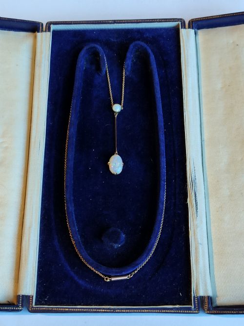 EDWARDIAN 9CT GOLD OPAL DROP PENDANT NECKLACE - ADDITIONAL PHOTO 10