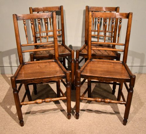 19th century ash set of four spindleback chairs - CATEGORY: ANTIQUE CHAIRS - DATED 19TH CENTURY