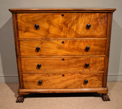 william iv camphor wood campaign secretaire chest of drawers - CATEGORY: ANTIQUE CHEST OF DRAWERS - DATED 19TH CENTURY