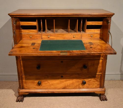william iv camphor wood campaign secretaire chest of drawers - CATEGORY: ANTIQUE CHEST OF DRAWERS - DATED 19TH CENTURY