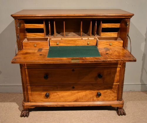WILLIAM IV CAMPHOR WOOD CAMPAIGN SECRETAIRE CHEST OF DRAWERS - ADDITIONAL PHOTO 1