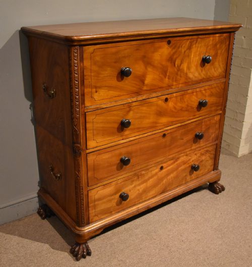 WILLIAM IV CAMPHOR WOOD CAMPAIGN SECRETAIRE CHEST OF DRAWERS - ADDITIONAL PHOTO 2