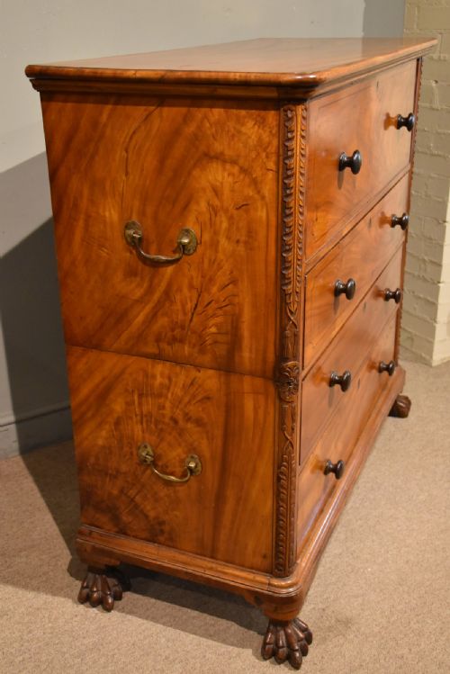 WILLIAM IV CAMPHOR WOOD CAMPAIGN SECRETAIRE CHEST OF DRAWERS - ADDITIONAL PHOTO 3
