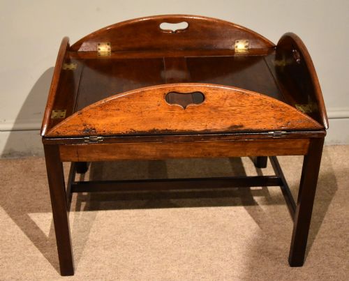 GEORGE III MAHOGANY BUTLERS TRAY ON MODERN STAND - ADDITIONAL PHOTO 1