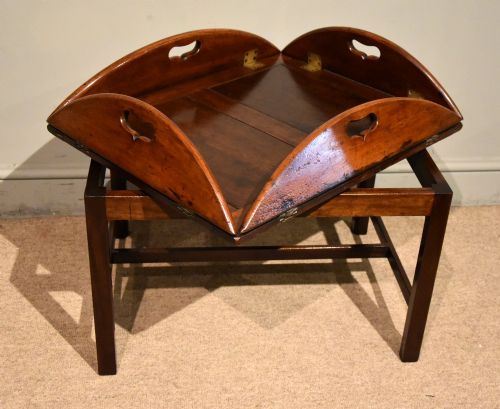 GEORGE III MAHOGANY BUTLERS TRAY ON MODERN STAND - ADDITIONAL PHOTO 3