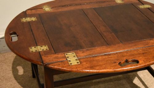 GEORGE III MAHOGANY BUTLERS TRAY ON MODERN STAND - ADDITIONAL PHOTO 5