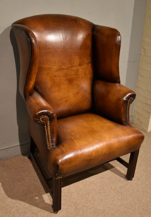 18TH CENTURY MAHOGANY LEATHER UPHOLSTERED ARMCHAIR - ADDITIONAL PHOTO 1