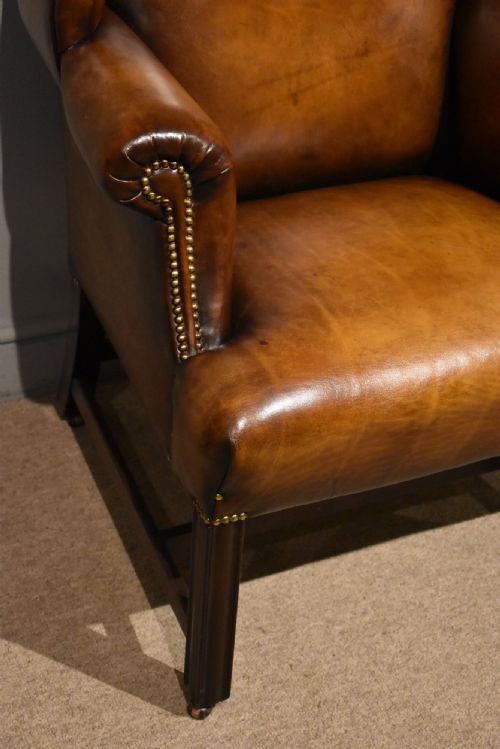 18TH CENTURY MAHOGANY LEATHER UPHOLSTERED ARMCHAIR - ADDITIONAL PHOTO 2