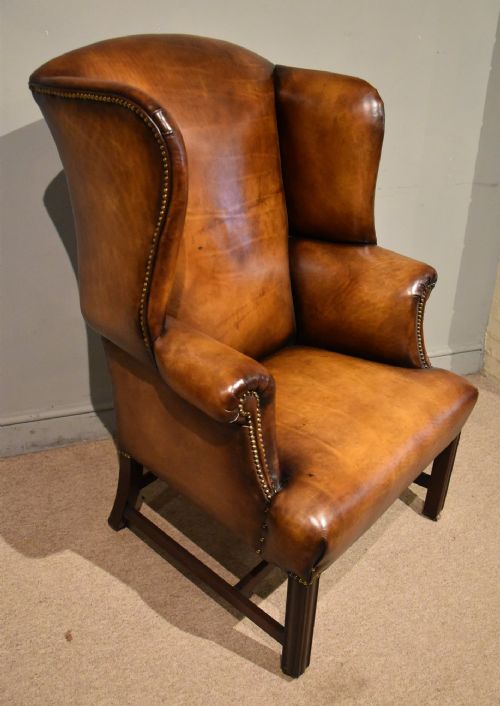 18TH CENTURY MAHOGANY LEATHER UPHOLSTERED ARMCHAIR - ADDITIONAL PHOTO 3