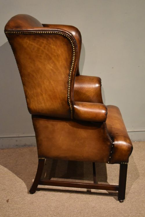 18TH CENTURY MAHOGANY LEATHER UPHOLSTERED ARMCHAIR - ADDITIONAL PHOTO 4