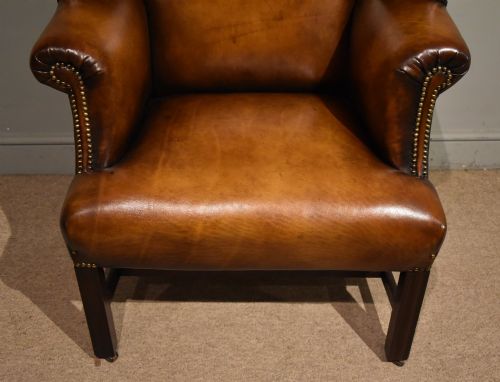 18TH CENTURY MAHOGANY LEATHER UPHOLSTERED ARMCHAIR - ADDITIONAL PHOTO 6