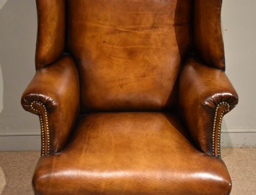 18TH CENTURY MAHOGANY LEATHER UPHOLSTERED ARMCHAIR - ADDITIONAL PHOTO 7
