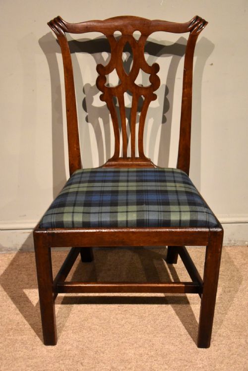 SET OF FOUR GEORGE III COUNTRY CHIPPENDALE WALNUT DINING CHAIRS - ADDITIONAL PHOTO 2