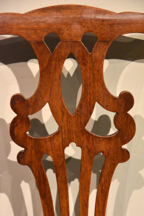 SET OF FOUR GEORGE III COUNTRY CHIPPENDALE WALNUT DINING CHAIRS - ADDITIONAL PHOTO 6