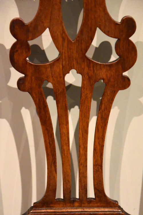 SET OF FOUR GEORGE III COUNTRY CHIPPENDALE WALNUT DINING CHAIRS - ADDITIONAL PHOTO 7