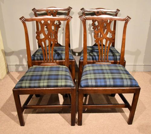 SET OF FOUR GEORGE III COUNTRY CHIPPENDALE WALNUT DINING CHAIRS - ADDITIONAL PHOTO 1