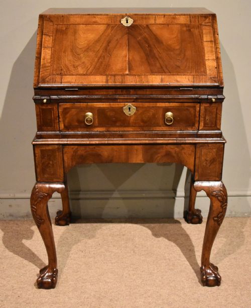 19th century walnut bureau on stand - CATEGORY: ANTIQUE BUREAU - DATED 19TH CENTURY