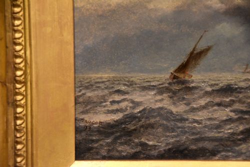OIL PAINTING BY THOMAS LUCOP A MOONLIT NIGHT - ADDITIONAL PHOTO 2