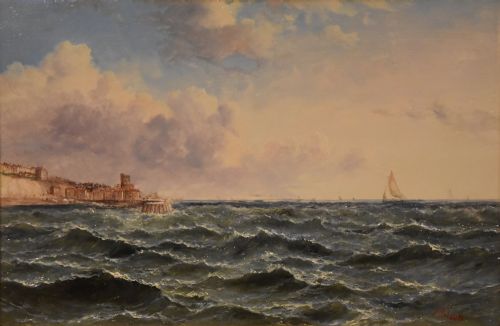 OIL PAINTING BY JOHN JAMES WILSON SHIPPING OFF THE KENT COAST - ADDITIONAL PHOTO 1