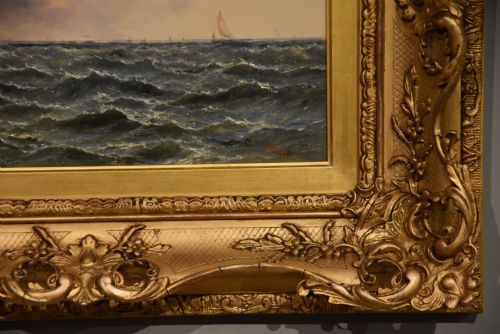 OIL PAINTING BY JOHN JAMES WILSON SHIPPING OFF THE KENT COAST - ADDITIONAL PHOTO 2