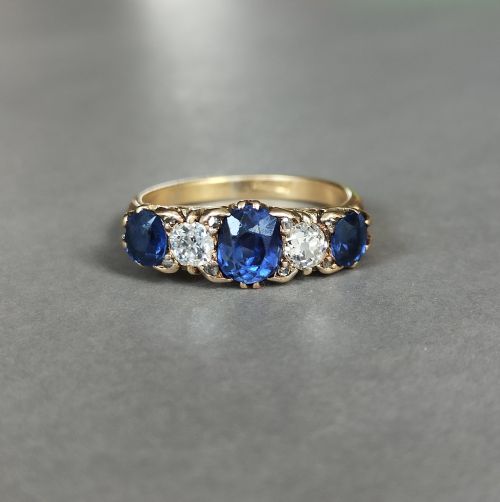SUPERB LARGE ANTIQUE 18CT SAPPHIRE DIAMOND RING - ADDITIONAL PHOTO 1