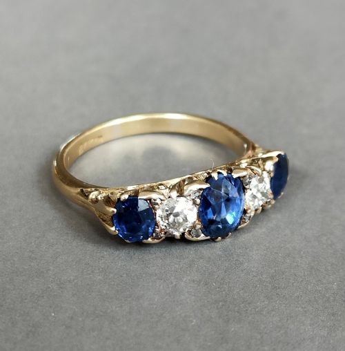 SUPERB LARGE ANTIQUE 18CT SAPPHIRE DIAMOND RING - ADDITIONAL PHOTO 2
