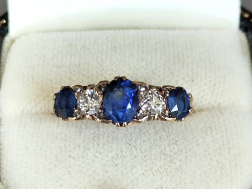 SUPERB LARGE ANTIQUE 18CT SAPPHIRE DIAMOND RING - ADDITIONAL PHOTO 7