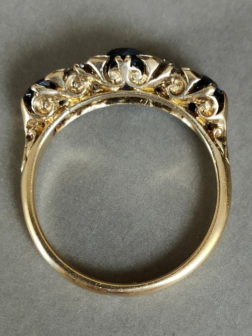 SUPERB LARGE ANTIQUE 18CT SAPPHIRE DIAMOND RING - ADDITIONAL PHOTO 8