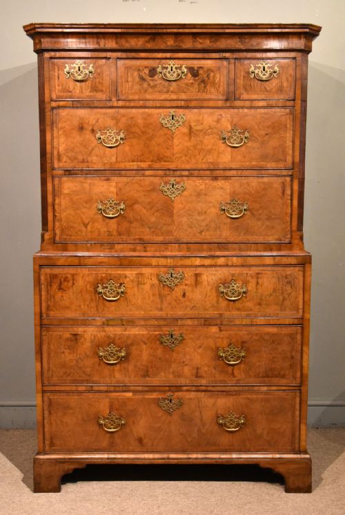 george ii walnut chest on chest - CATEGORY: ANTIQUE CHEST OF DRAWERS - DATED GEORGIAN