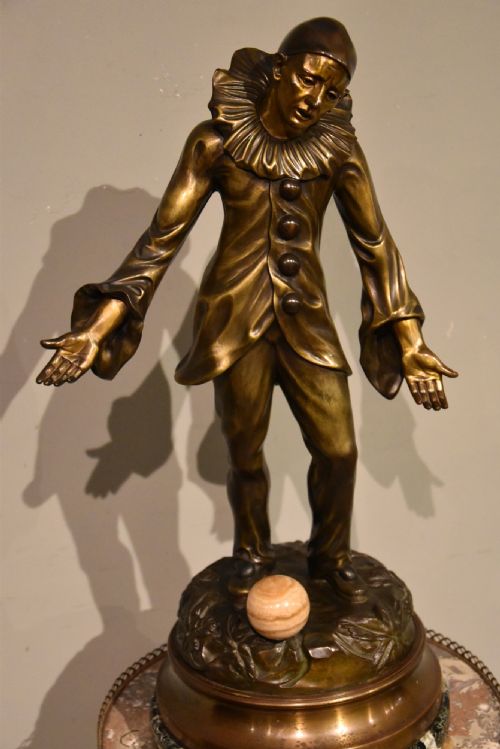 ART DECO CLOWN PAUVRE PAILLASSE BRONZE SIGNED F LAMBINON - ADDITIONAL PHOTO 1