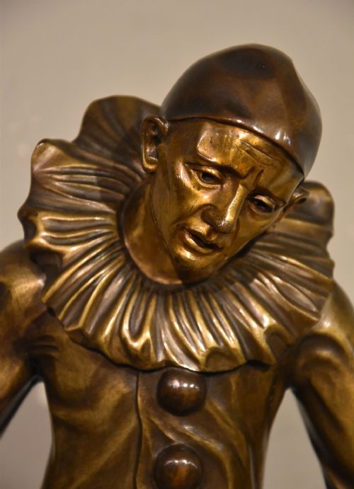 ART DECO CLOWN PAUVRE PAILLASSE BRONZE SIGNED F LAMBINON - ADDITIONAL PHOTO 3
