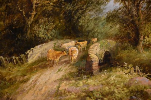 OIL PAINTING BY EDWARD PARTRIDGE CATTLE GRAZING - ADDITIONAL PHOTO 3