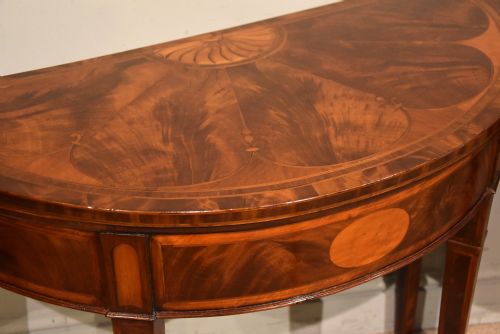 PAIR OF GEORGE III DEMILUNE CARD TABLES - ADDITIONAL PHOTO 1