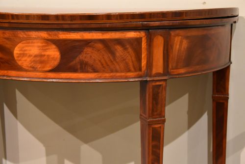 PAIR OF GEORGE III DEMILUNE CARD TABLES - ADDITIONAL PHOTO 2