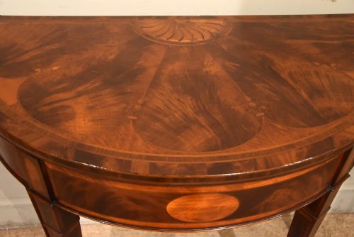 PAIR OF GEORGE III DEMILUNE CARD TABLES - ADDITIONAL PHOTO 4