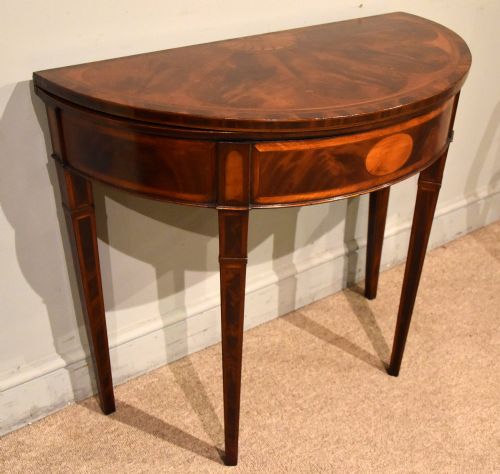 PAIR OF GEORGE III DEMILUNE CARD TABLES - ADDITIONAL PHOTO 5
