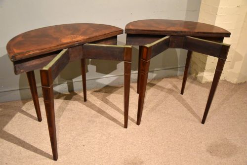 PAIR OF GEORGE III DEMILUNE CARD TABLES - ADDITIONAL PHOTO 9