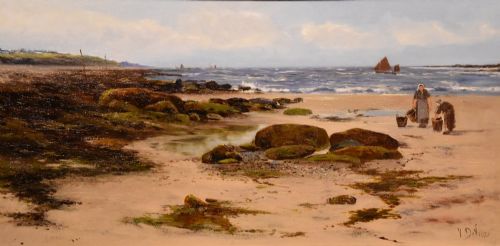 OIL PAINTING BY JOSEPH VICKERS DE VILLE A CORNISH COASTAL VIEW - ADDITIONAL PHOTO 1