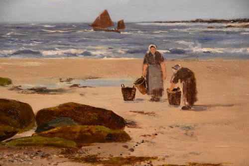 OIL PAINTING BY JOSEPH VICKERS DE VILLE A CORNISH COASTAL VIEW - ADDITIONAL PHOTO 3