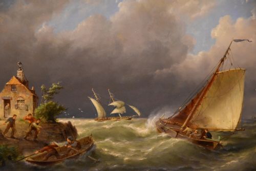 OIL PAINTING BY PIETER CORNELIS DOMMERSEN ON THE ISLE OF AMELAND HOLLAND - ADDITIONAL PHOTO 3