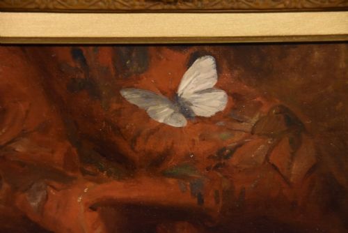 OIL PAINTING BY LOUIS EUGENE LAMBERT KITTENS CHASING A BUTTERFLY - ADDITIONAL PHOTO 3